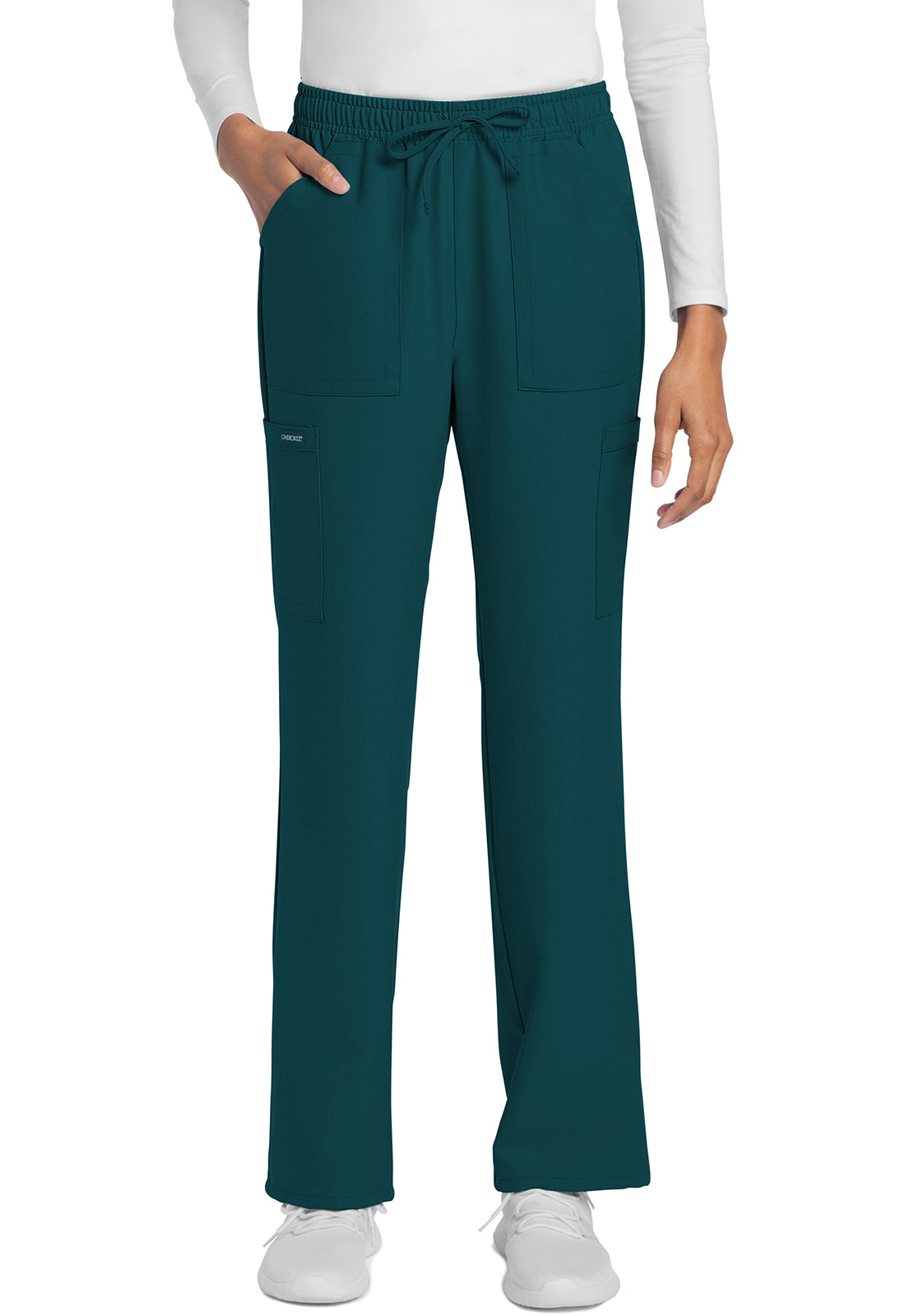 Women's Mid Rise Drawstring Trouser Cargo Pant - Caribbean Blue
